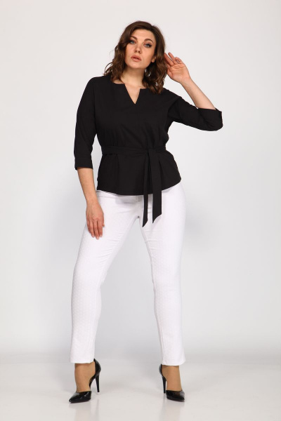 Блуза, брюки Klever 1514+3016 белый+черный - фото 2