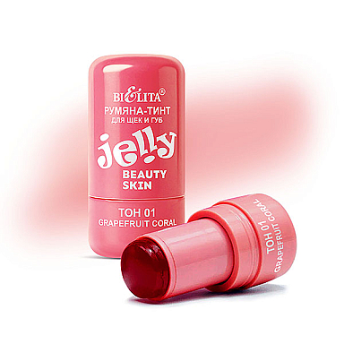 Румяна Belita Румяна-тинт JELLY для щёк и губ, тон 01 grapefruit coral, "Beauty Skin - фото 1
