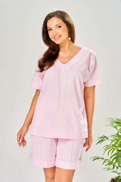Туника, шорты AVA fashion М-206 розовый - фото 9