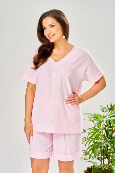 Туника, шорты AVA fashion М-206 розовый - фото 8