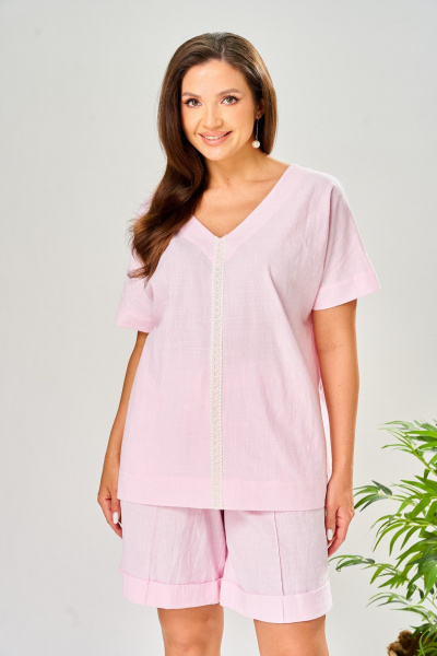 Туника, шорты AVA fashion М-206 розовый - фото 7