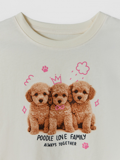 Футболка, шорты Mark Formelle 567750/25-40395ПП-0 молочный_щенята_и_бантики_на_молочном_3_сл_на_пол - фото 4
