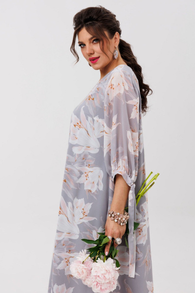 Платье Anelli 1898 пепельный_цветок - фото 6