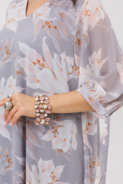 Платье Anelli 1898 пепельный_цветок - фото 4