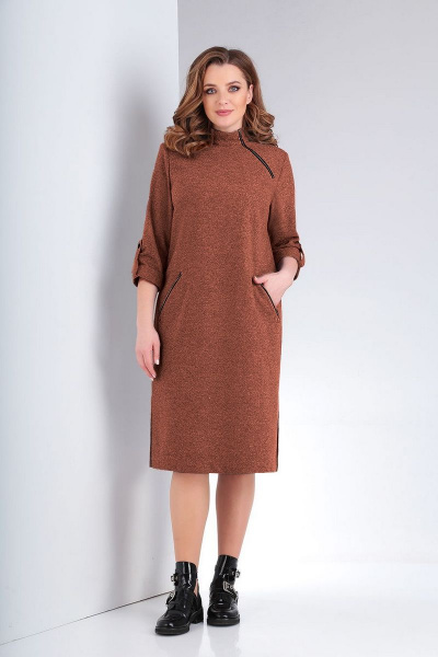 Платье Vilena 663 коричневый - фото 1