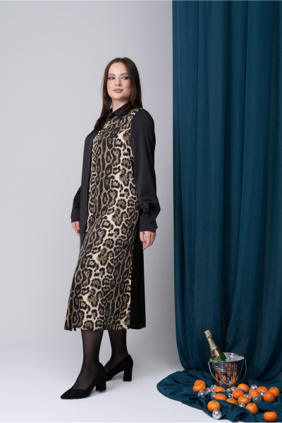 Платье Содари 730 черный_с_леопардовой_вставкой - фото 13
