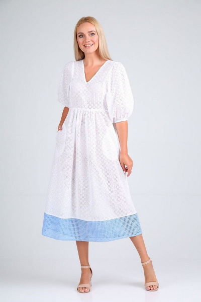 Платье FloVia 4090 белый+полоска_голубой - фото 1