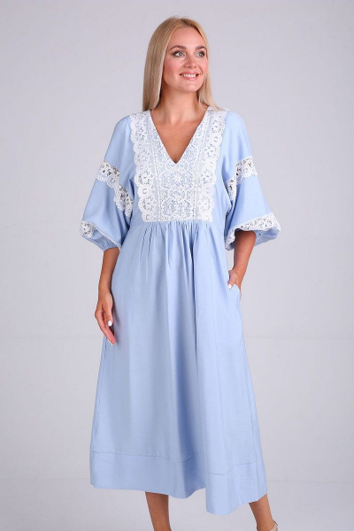 Платье FloVia 4095 голубой-белый - фото 3