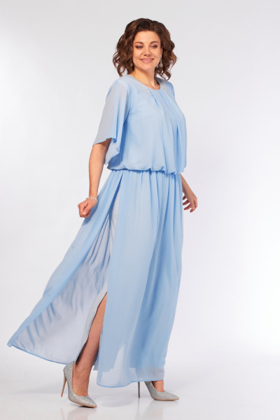 Блуза, юбка Mira Fashion 5687 голубой - фото 3