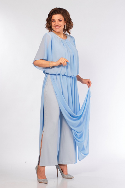 Блуза, юбка Mira Fashion 5687 голубой - фото 2