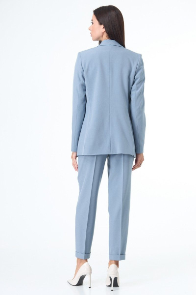 Блуза, брюки, жакет T&N 7078 серо-голубой+белый - фото 8