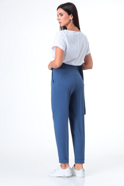 Блуза, брюки, жакет T&N 7078 светло-синий+белый - фото 6
