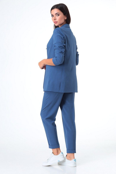 Блуза, брюки, жакет T&N 7078 светло-синий+белый - фото 2