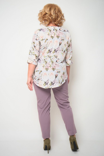 Блуза, брюки Michel chic 1221 светло-фиолетовый+серый - фото 5