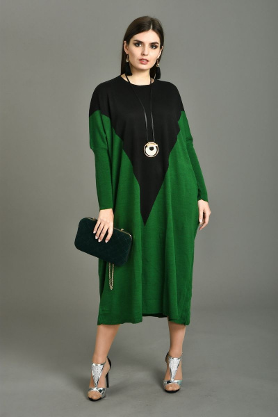 Платье Diva 1004 зеленый+черный - фото 1