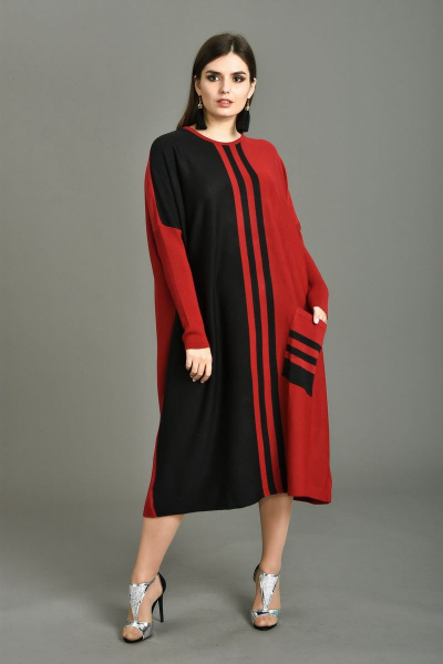 Платье Diva 1002 красный+черный - фото 1