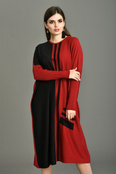Платье Diva 1002 красный+черный - фото 2