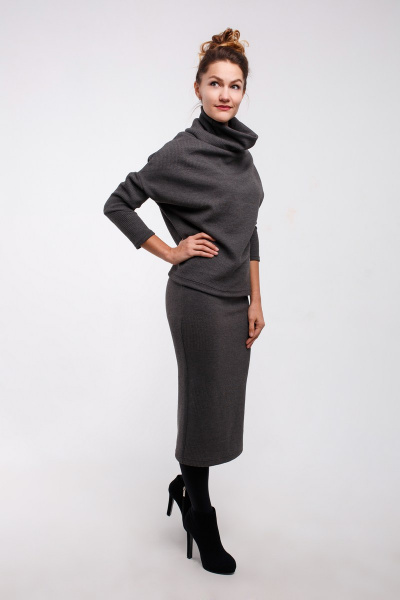Джемпер, юбка Legend Style K-005 серый - фото 3