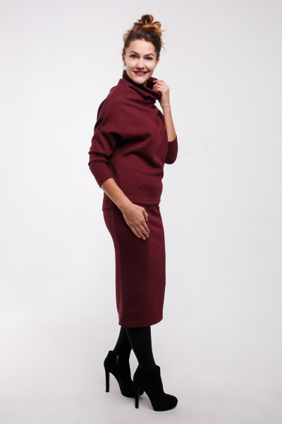 Джемпер, юбка Legend Style K-005 бордовый - фото 3