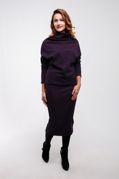 Джемпер, юбка Legend Style K-005 фиолетовый - фото 1