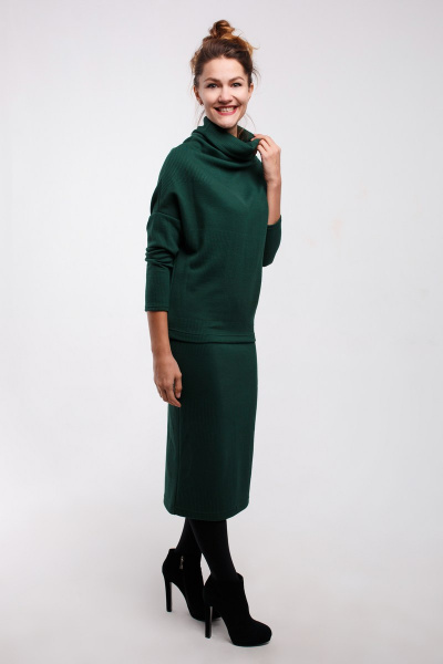 Джемпер, юбка Legend Style K-005 темно-зеленый - фото 1