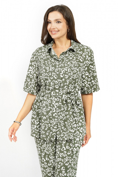 Блуза, брюки Alani Collection 2628 зеленый_сердечки - фото 10