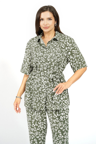 Блуза, брюки Alani Collection 2628 зеленый_сердечки - фото 9