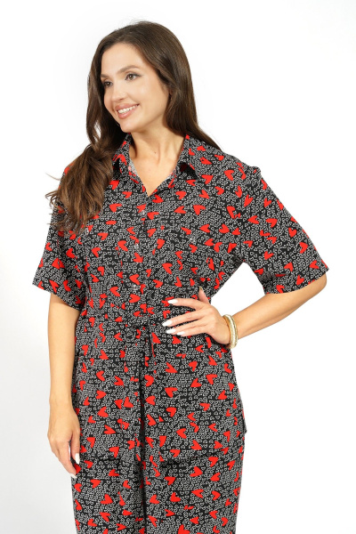 Блуза, брюки Alani Collection 2628 красный_сердечки - фото 10