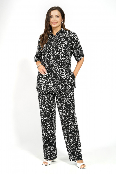 Блуза, брюки Alani Collection 2628 черный-молоко - фото 6