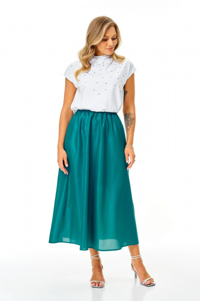 Футболка, юбка T&N 7768 белый-бирюза - фото 8