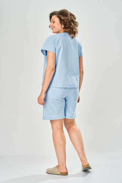 Туника, шорты AVA fashion М-216 голубой - фото 7