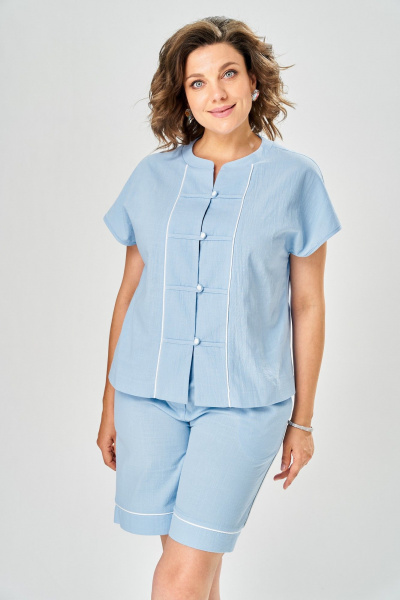 Туника, шорты AVA fashion М-216 голубой - фото 5