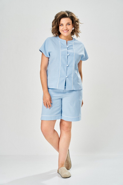 Туника, шорты AVA fashion М-216 голубой - фото 1