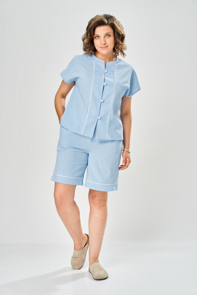 Туника, шорты AVA fashion М-216 голубой - фото 3
