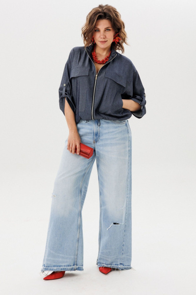 Блуза Anelli 1845.2 джинсовый_цвет - фото 6