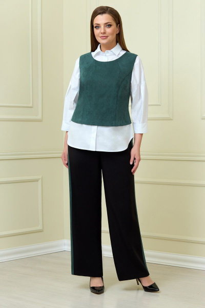 Блуза, брюки, жилет VOLNA 1203 мятно-зеленый - фото 1