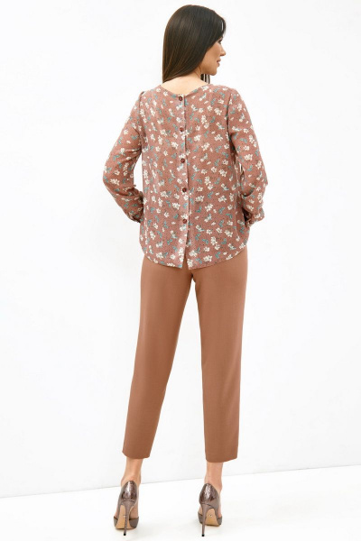 Блуза, брюки, жилет Магия моды 1967 бежево-розовый+какао - фото 3