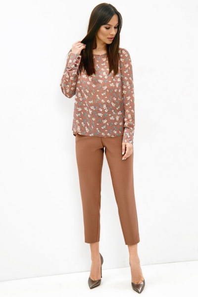 Блуза, брюки, жилет Магия моды 1967 бежево-розовый+какао - фото 2