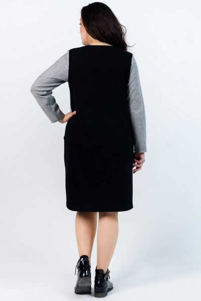Платье La rouge 5150 серый-(черный) - фото 3