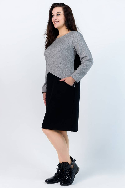 Платье La rouge 5150 серый-(черный) - фото 2