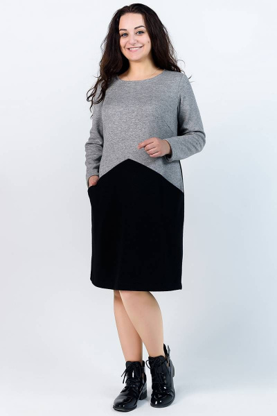 Платье La rouge 5150 серый-(черный) - фото 1