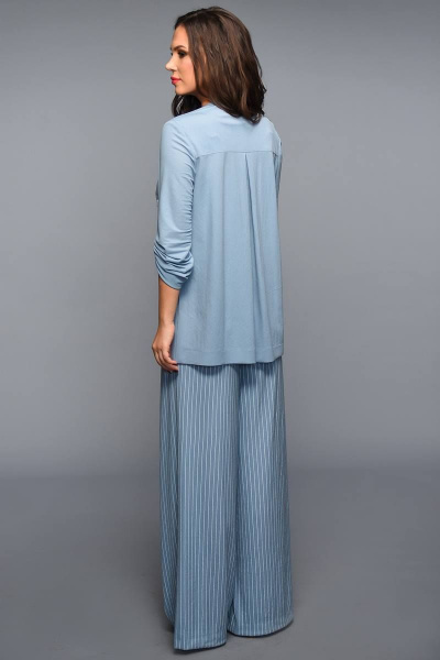 Блуза, брюки Teffi Style L-1575 голубой+полоска - фото 3