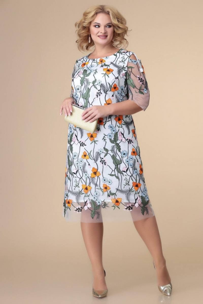 Платье Romanovich Style 1-2181 белый/оранж - фото 1
