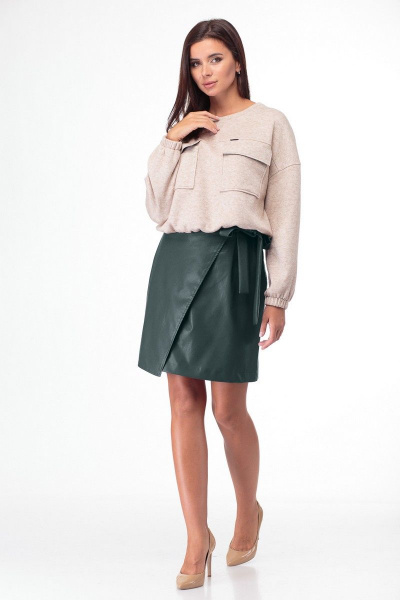 Свитшот, юбка Bonna Image 619 бежево-зеленый - фото 1