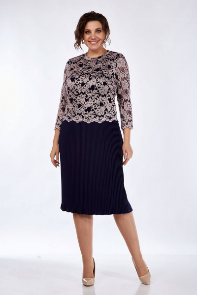 Платье Lady Style Classic 1515/5 темно-синий_с_ розовым - фото 1