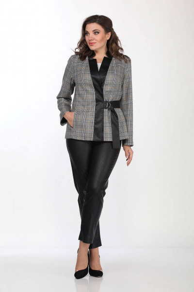 Брюки, жакет Lady Style Classic 2148 черный_с_серым - фото 1