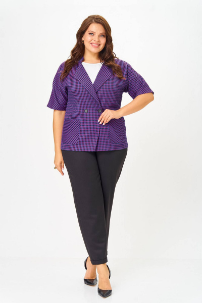Брюки, жакет Lady Style Classic 1403/10 черный_с_фиолетовым - фото 2
