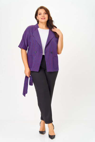 Брюки, жакет Lady Style Classic 1403/10 черный_с_фиолетовым - фото 3
