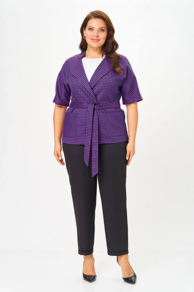 Брюки, жакет Lady Style Classic 1403/10 черный_с_фиолетовым - фото 1