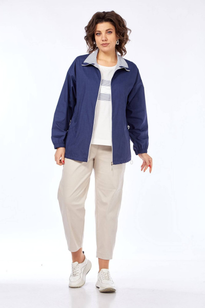 Блуза, брюки, ветровка Lady Style Classic 2968/1 темно-синий_с_бежевым - фото 3